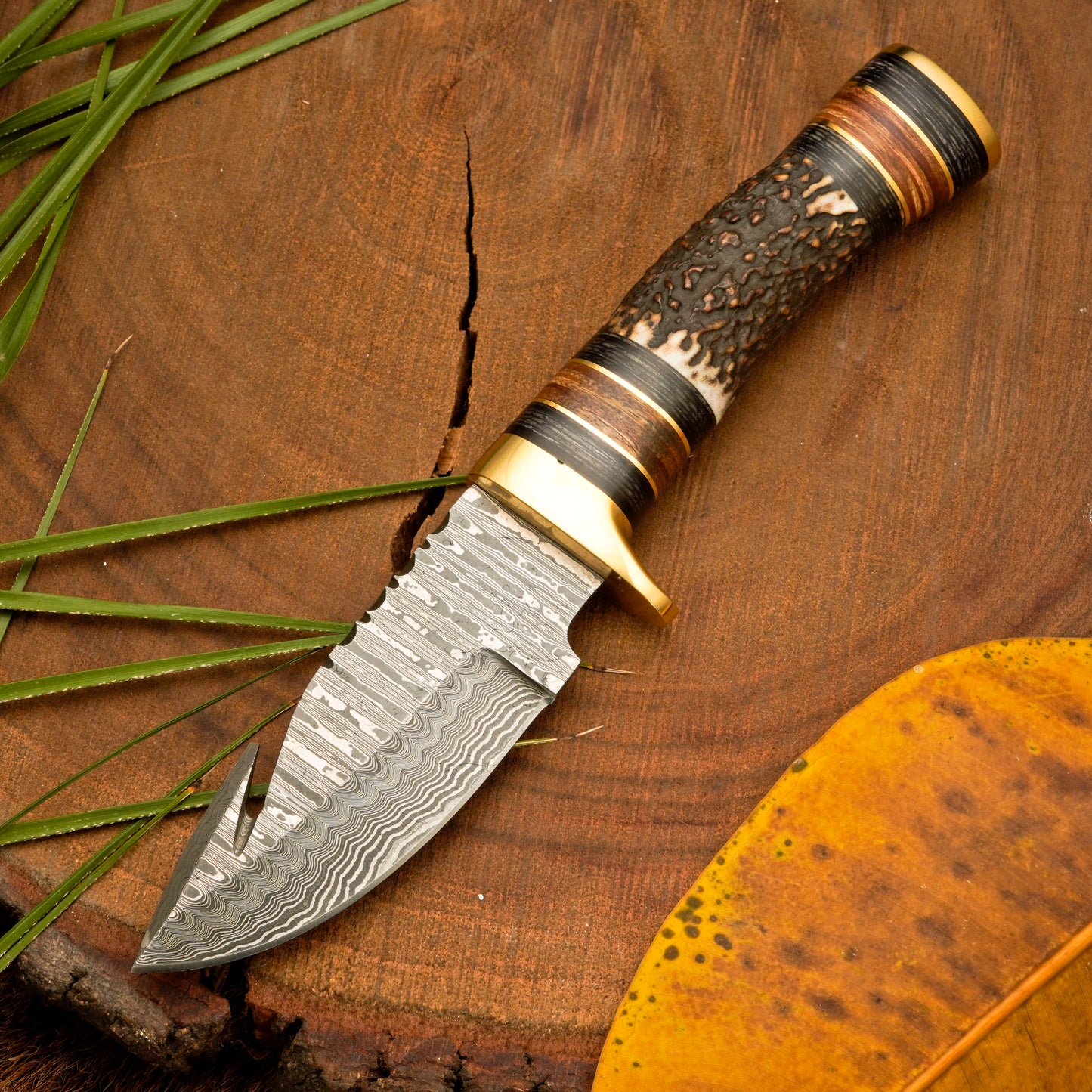 Stag House Trio - 3-Piece Handmade Hunting Knife Set with Leather Sheaths