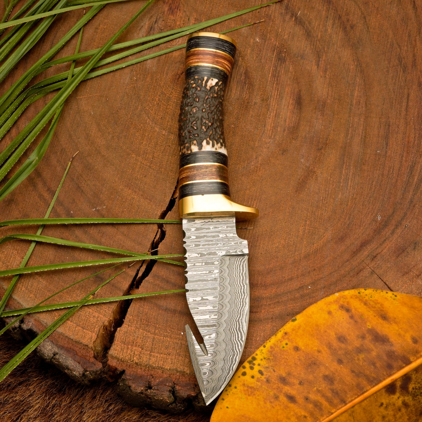 Stag House Trio - 3-Piece Handmade Hunting Knife Set with Leather Sheaths