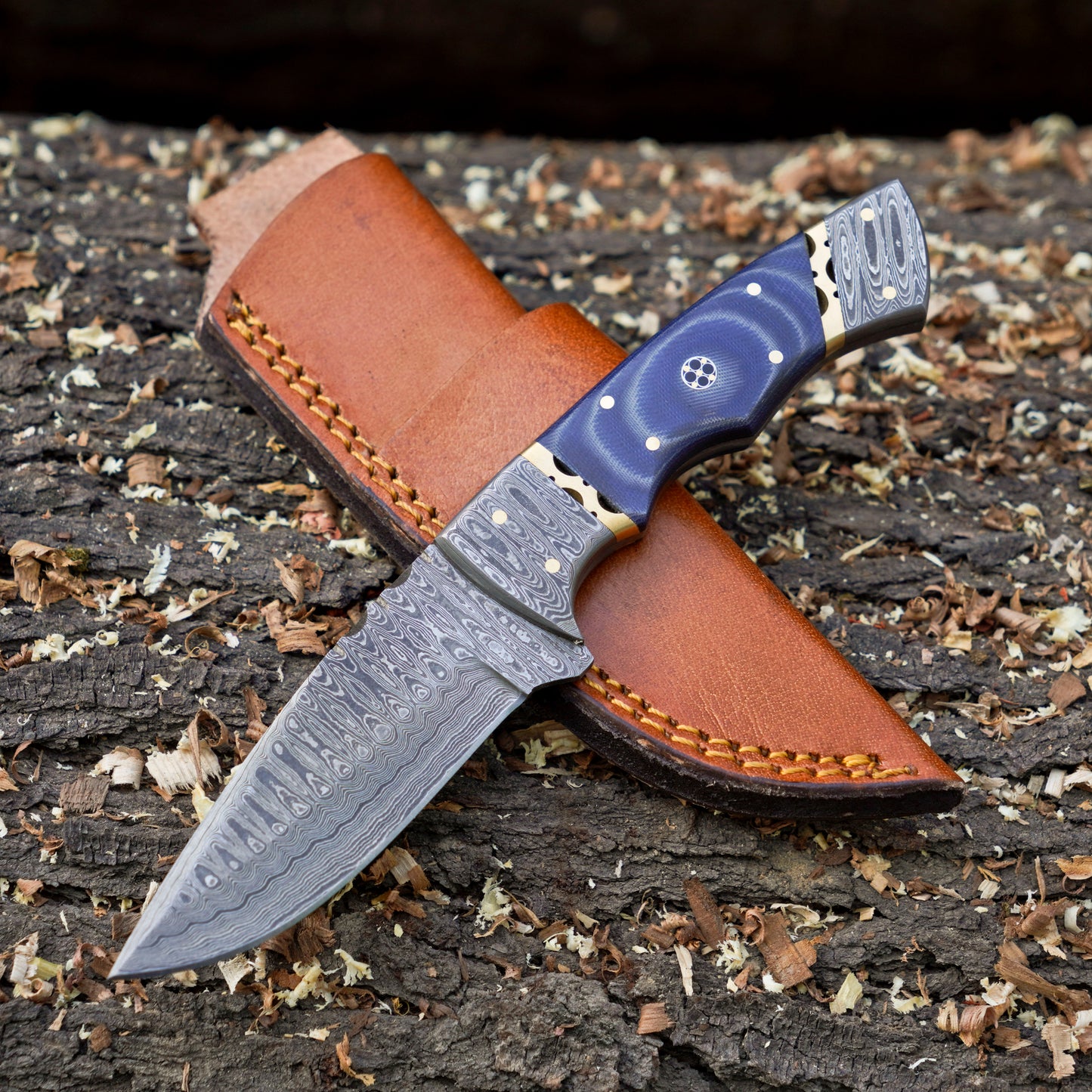 Heritage Hunting Trio – 3-Piece Handmade Hunting Knife Set with Leather Sheaths