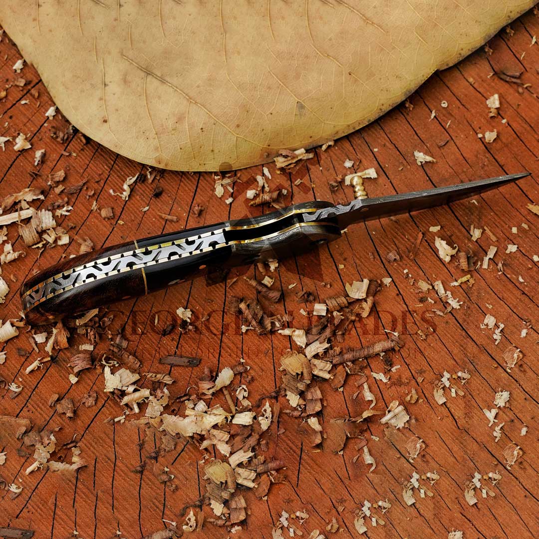 Hand Forged Pocket Knife with Bull Horn and Micarta Handle | Georgian ...