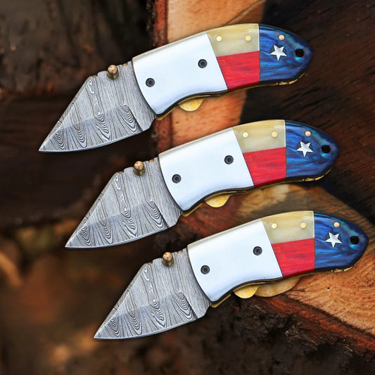Paul Revere Knife – Hand-Forged 5" Damascus EDC | Best-Selling 3-Pack Option