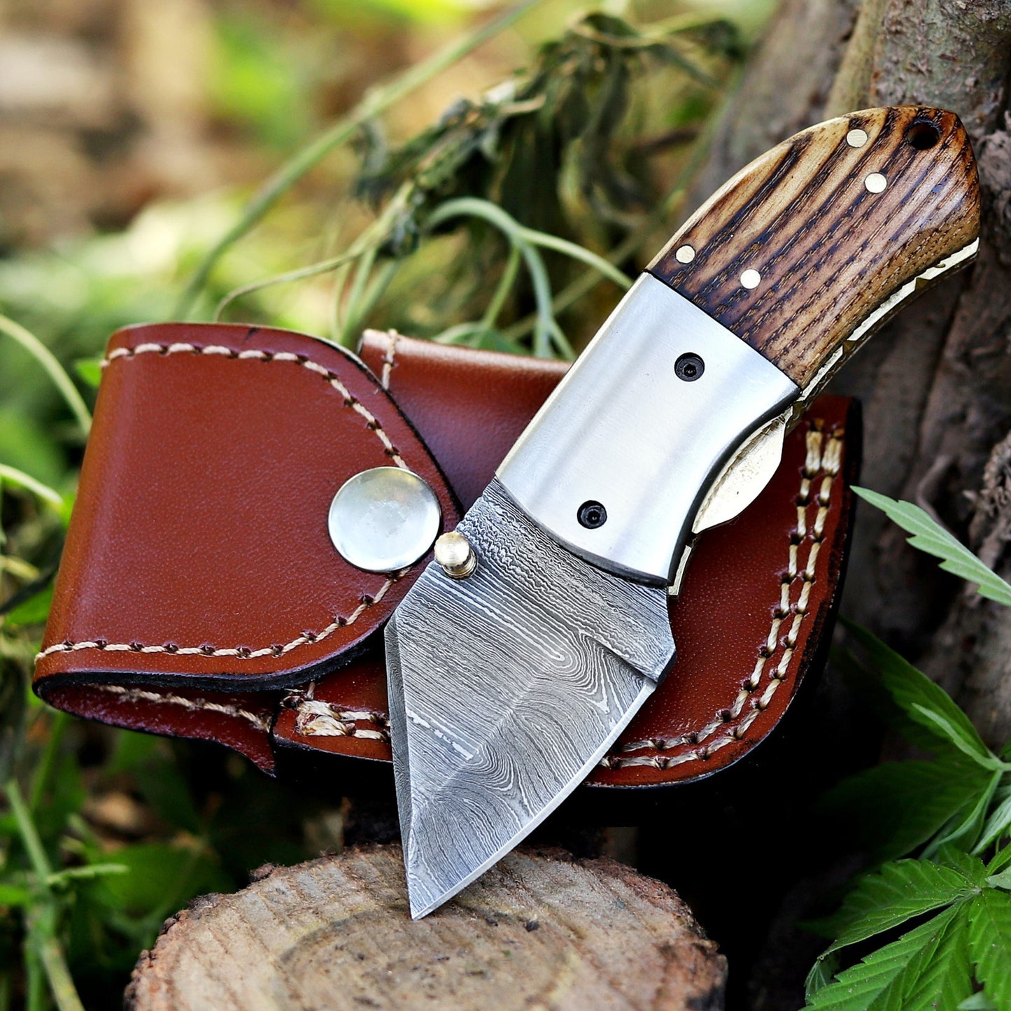 Lil' Capra Cutter - Hand Forged 5" EDC Pocket Folding Knife with Leather Sheath