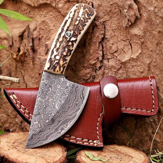 The "Patton Hunter" - Hand-Forged Damascus Steel Blade Skinning Knife – Perfect for Outdoor Enthusiasts
