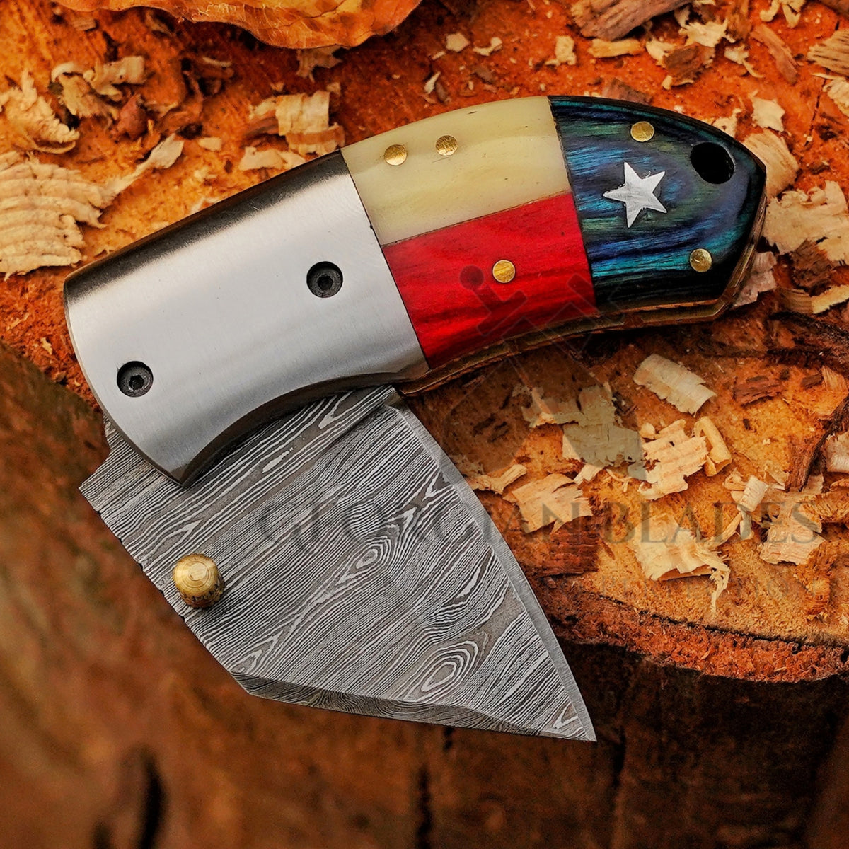 Paul Revere Knife - Hand Forged 5" EDC Mini Pocket Folding Knife with Leather Sheath