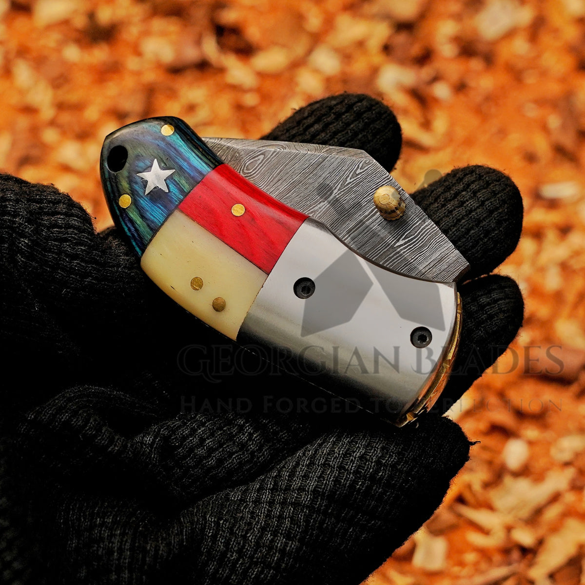 Paul Revere Knife - Hand Forged 5" EDC Mini Pocket Folding Knife with Leather Sheath