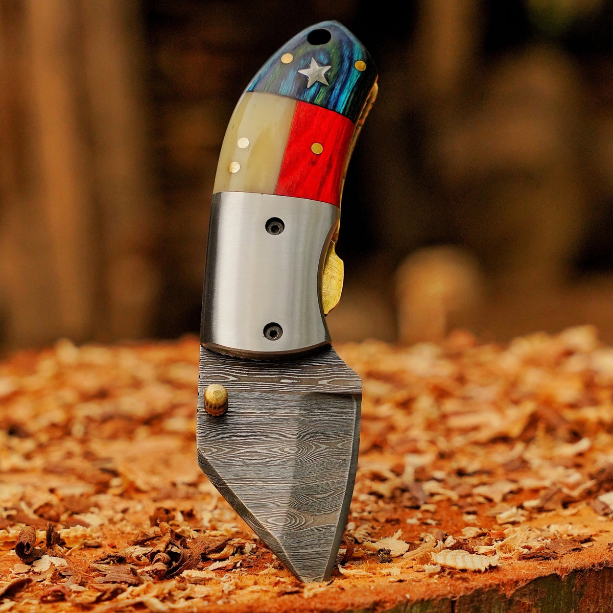 Paul Revere Knife - Hand Forged 5" EDC Mini Pocket Folding Knife with Leather Sheath
