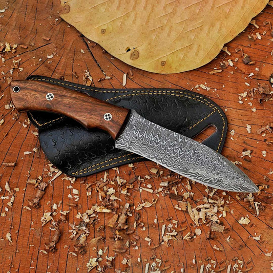 Predator's Heartbeat - 11" Full Tang Hand Forged Damascus Hunting Knife
