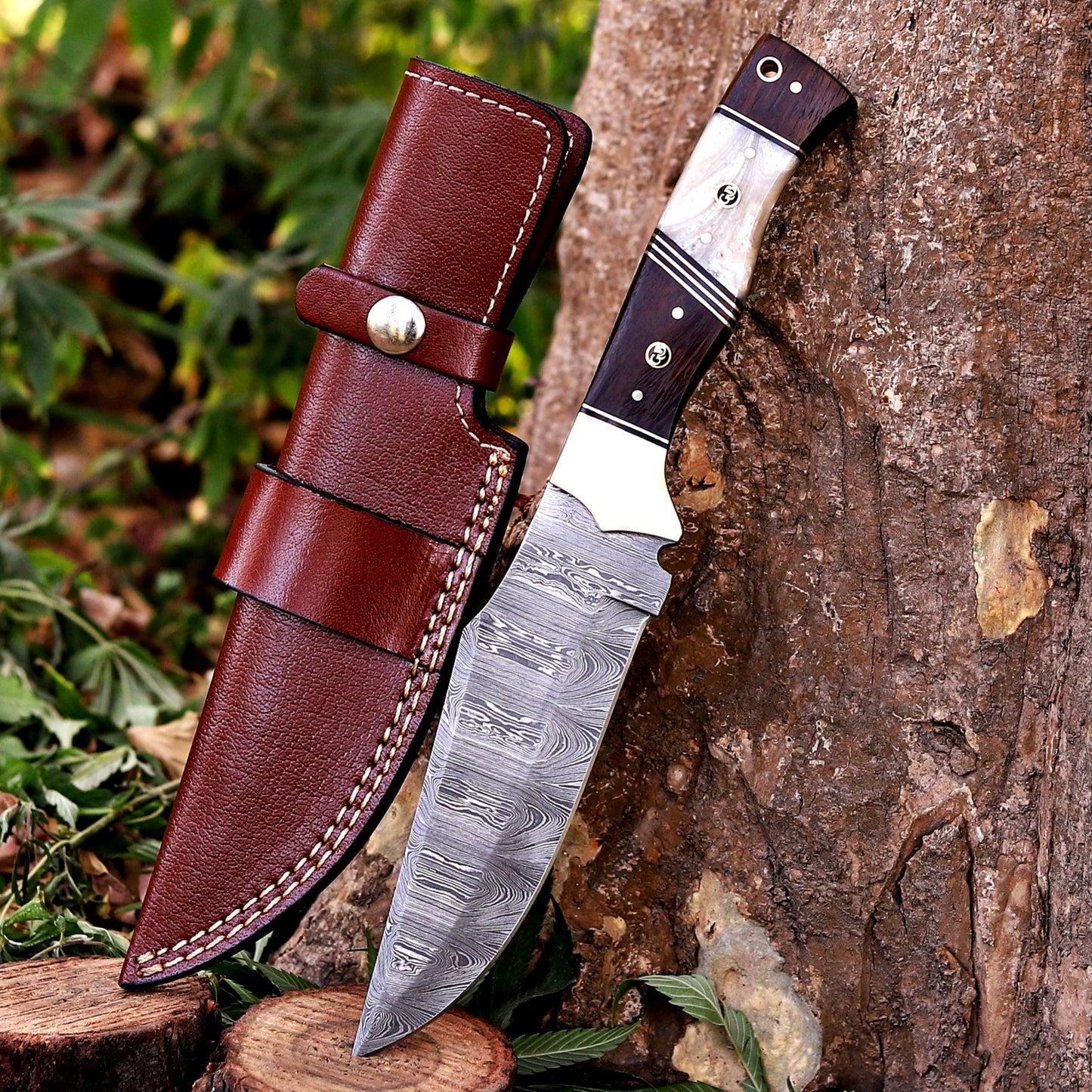 Savage Soulblade - 11" Custom Hand Forged Hunting Knife with Leather Sheath