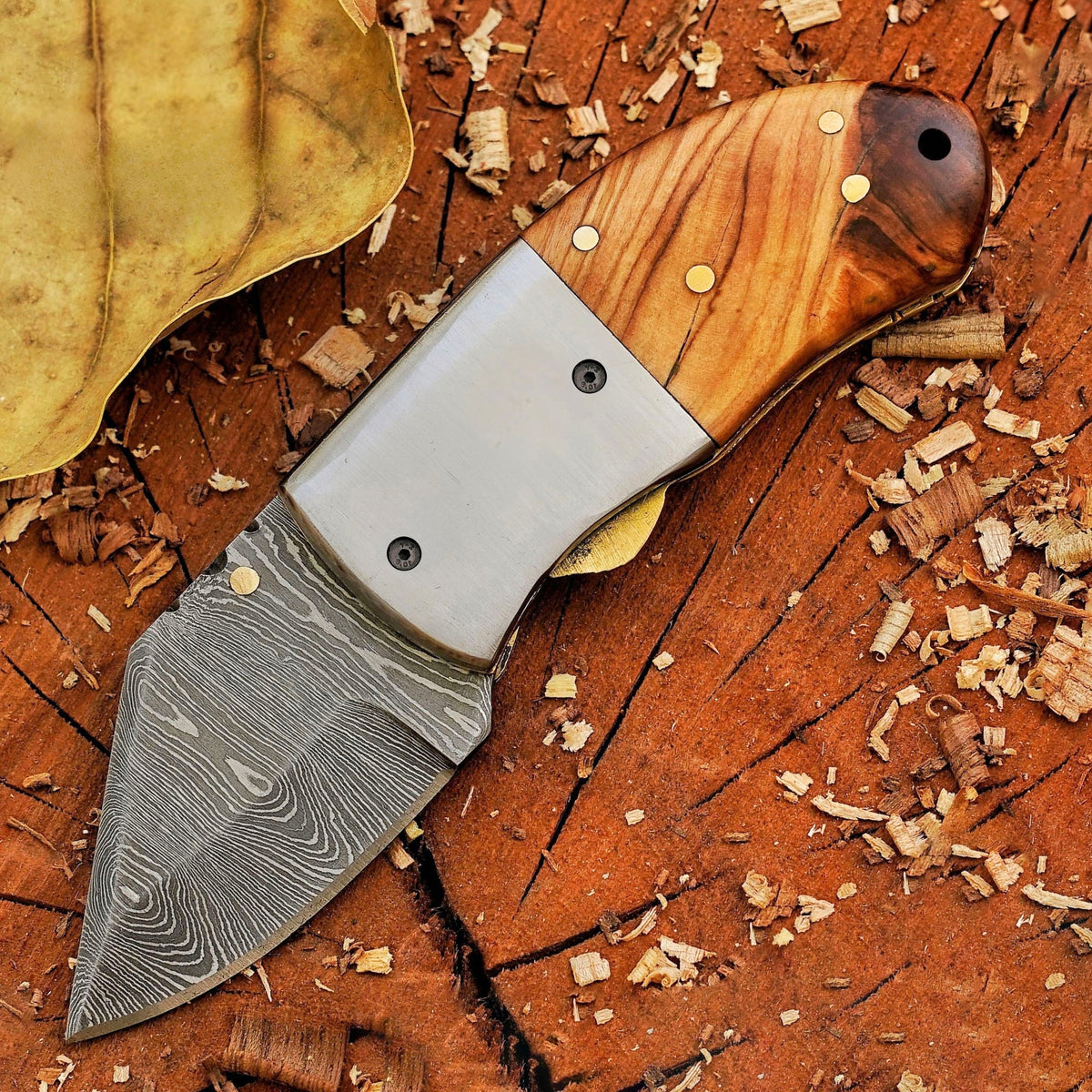 The "Davy Crockett" Mini EDC 5" Folding Knife with Leather Sheath