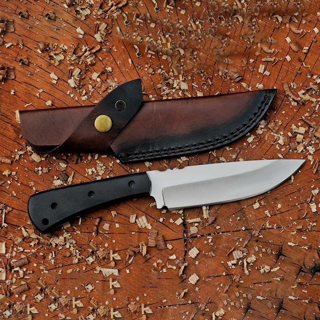 The "Daniel Boone" Hunting Knife 9.5 inches D2 Stainless Steel Micarta Handle with Leather Sheath
