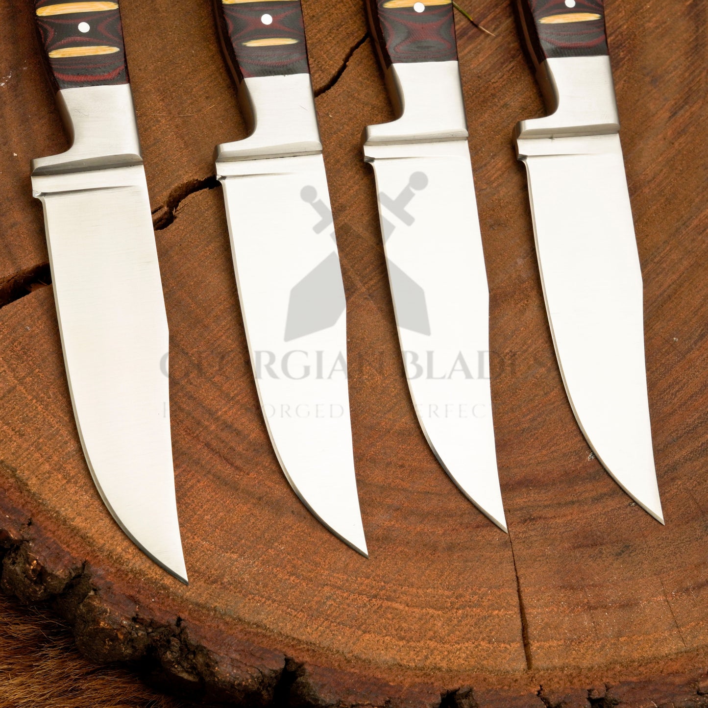 Crimson Carve Steak Knives Set – 4-Piece Handmade Satin Finish Steak Knives