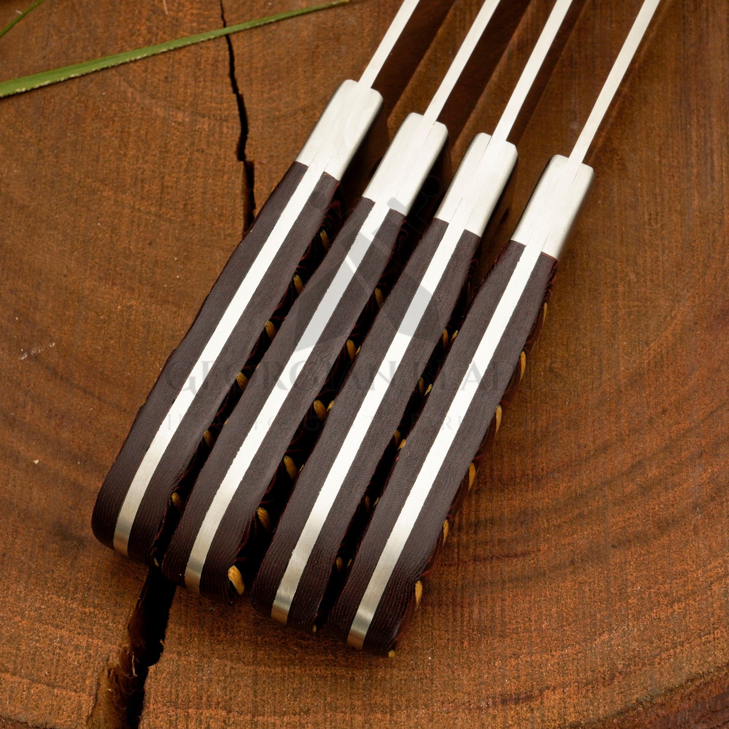 Crimson Carve Steak Knives Set – 4-Piece Handmade Satin Finish Steak Knives