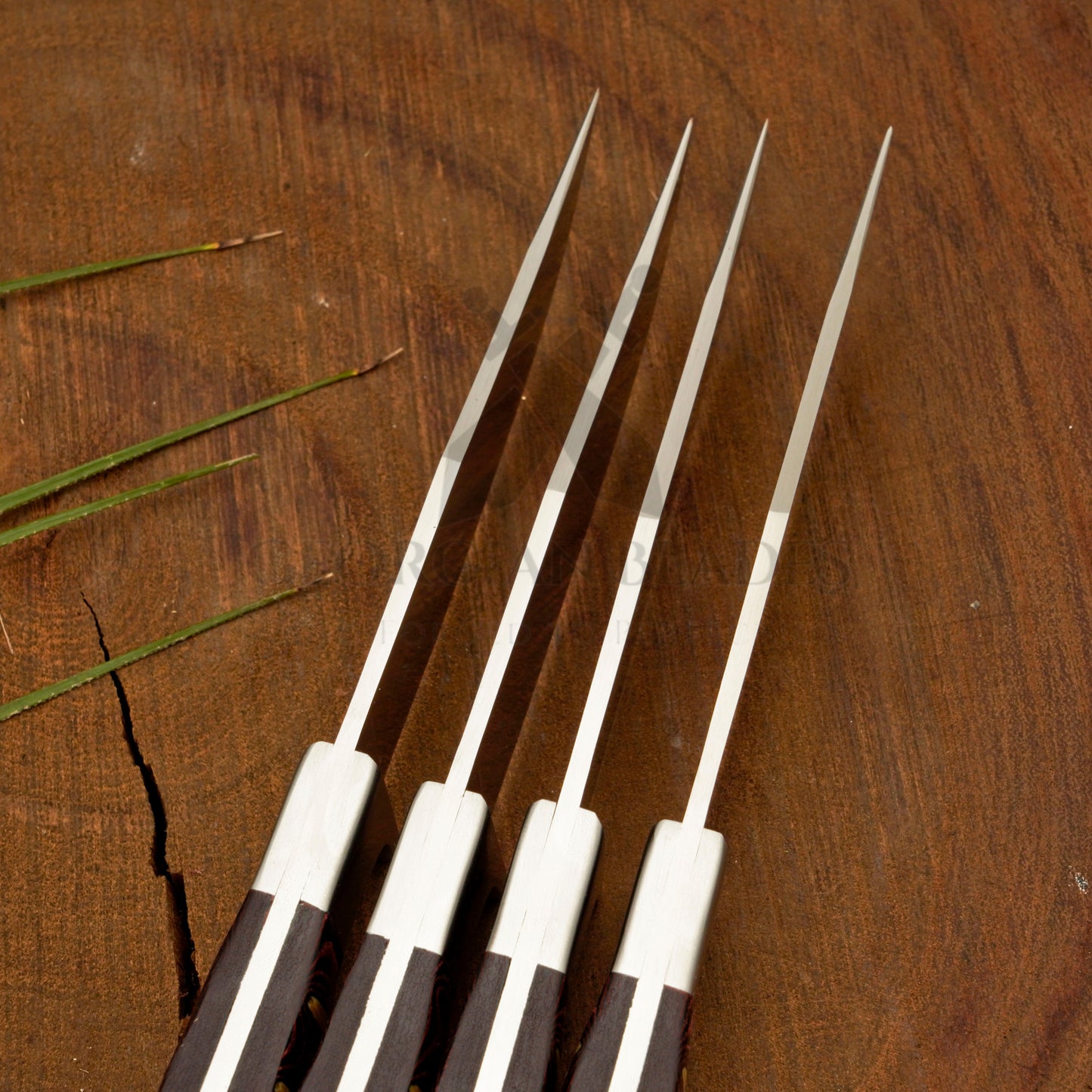 Crimson Carve Steak Knives Set – 4-Piece Handmade Satin Finish Steak Knives