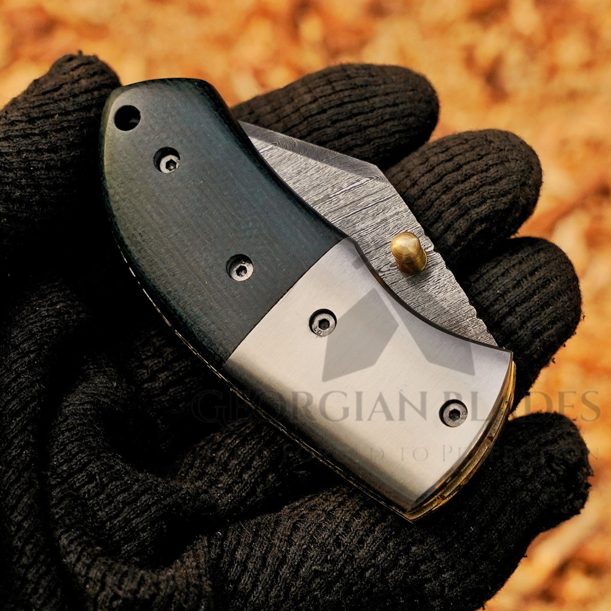 Kestrel - 5 inch Twist Damascus Mini Pocket Knife with Micarta Handle