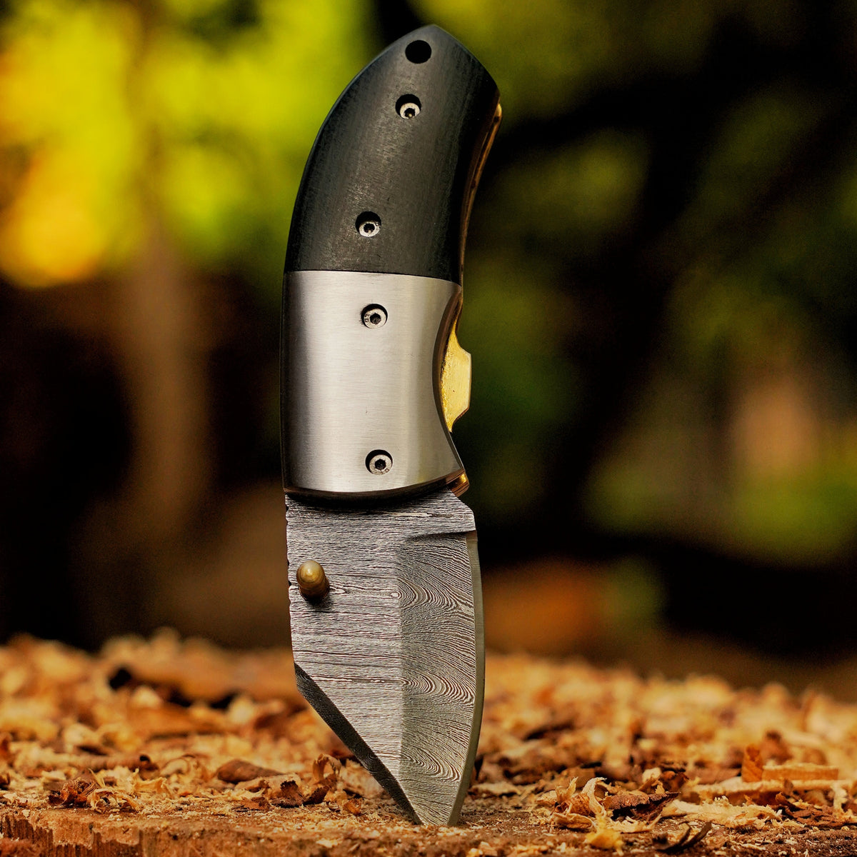 Kestrel - 5 inch Twist Damascus Mini Pocket Knife with Micarta Handle