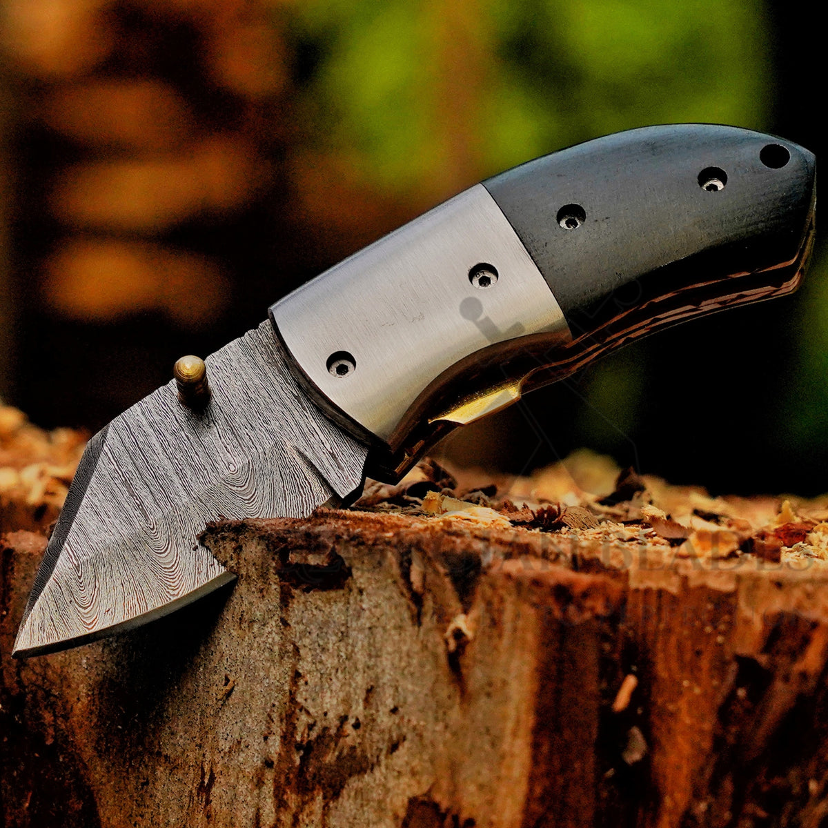 Kestrel - 5 inch Twist Damascus Mini Pocket Knife with Micarta Handle