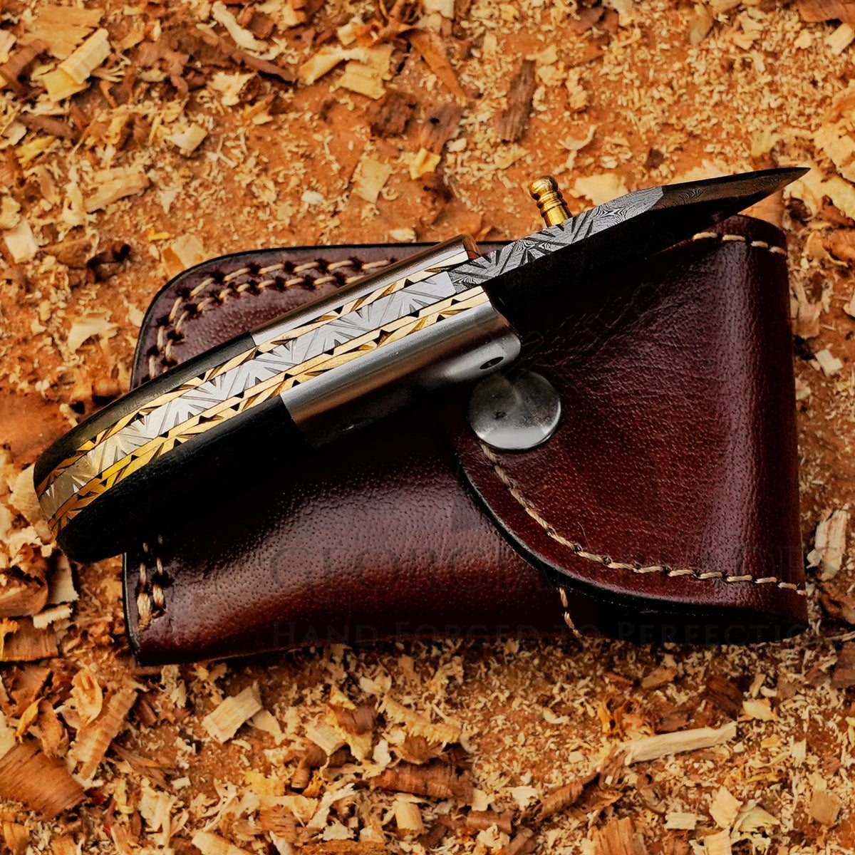 Kestrel - 5 inch Twist Damascus Mini Pocket Knife with Micarta Handle