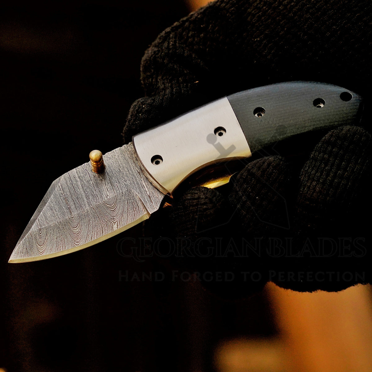 Kestrel - 5 inch Twist Damascus Mini Pocket Knife with Micarta Handle