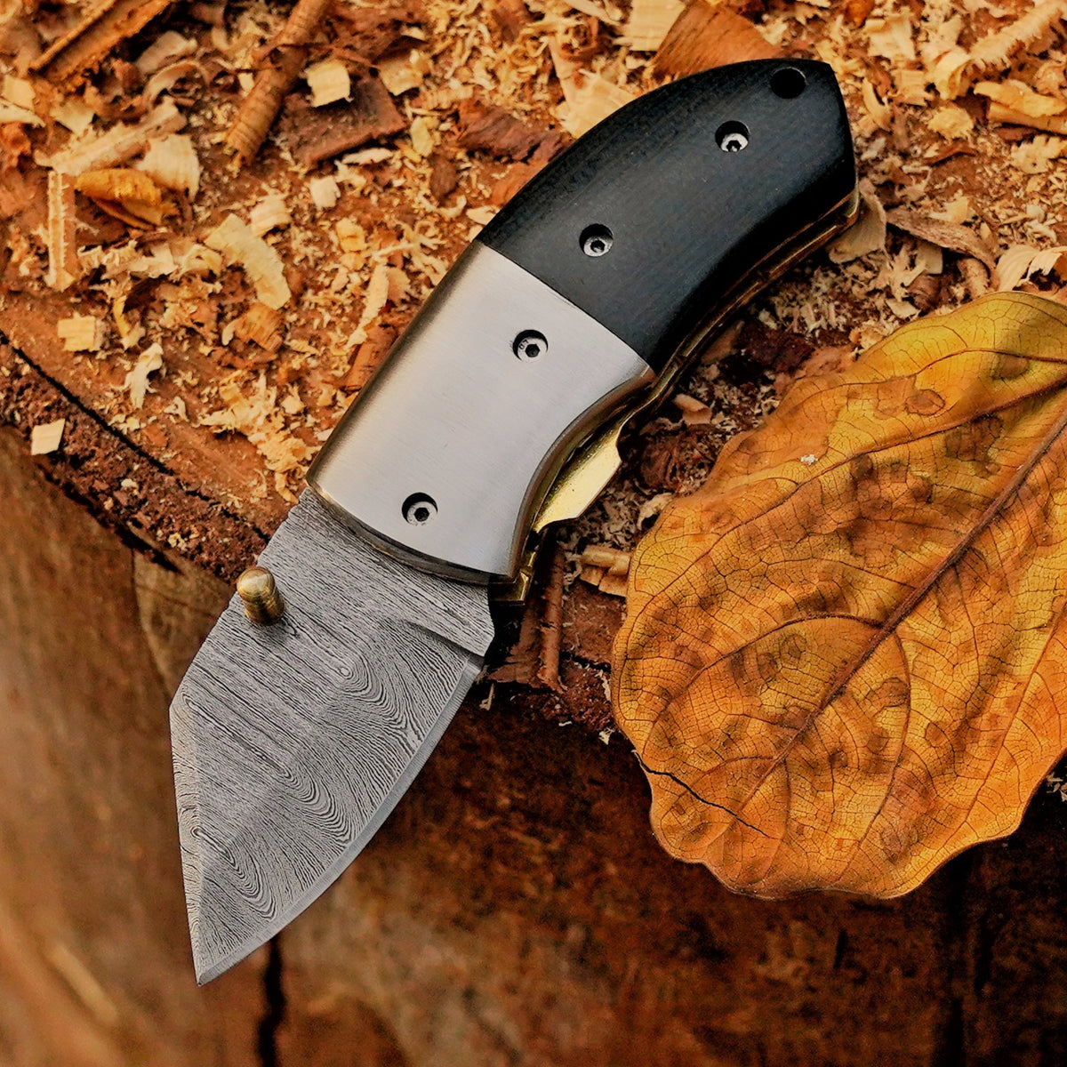 Kestrel - 5 inch Twist Damascus Mini Pocket Knife with Micarta Handle