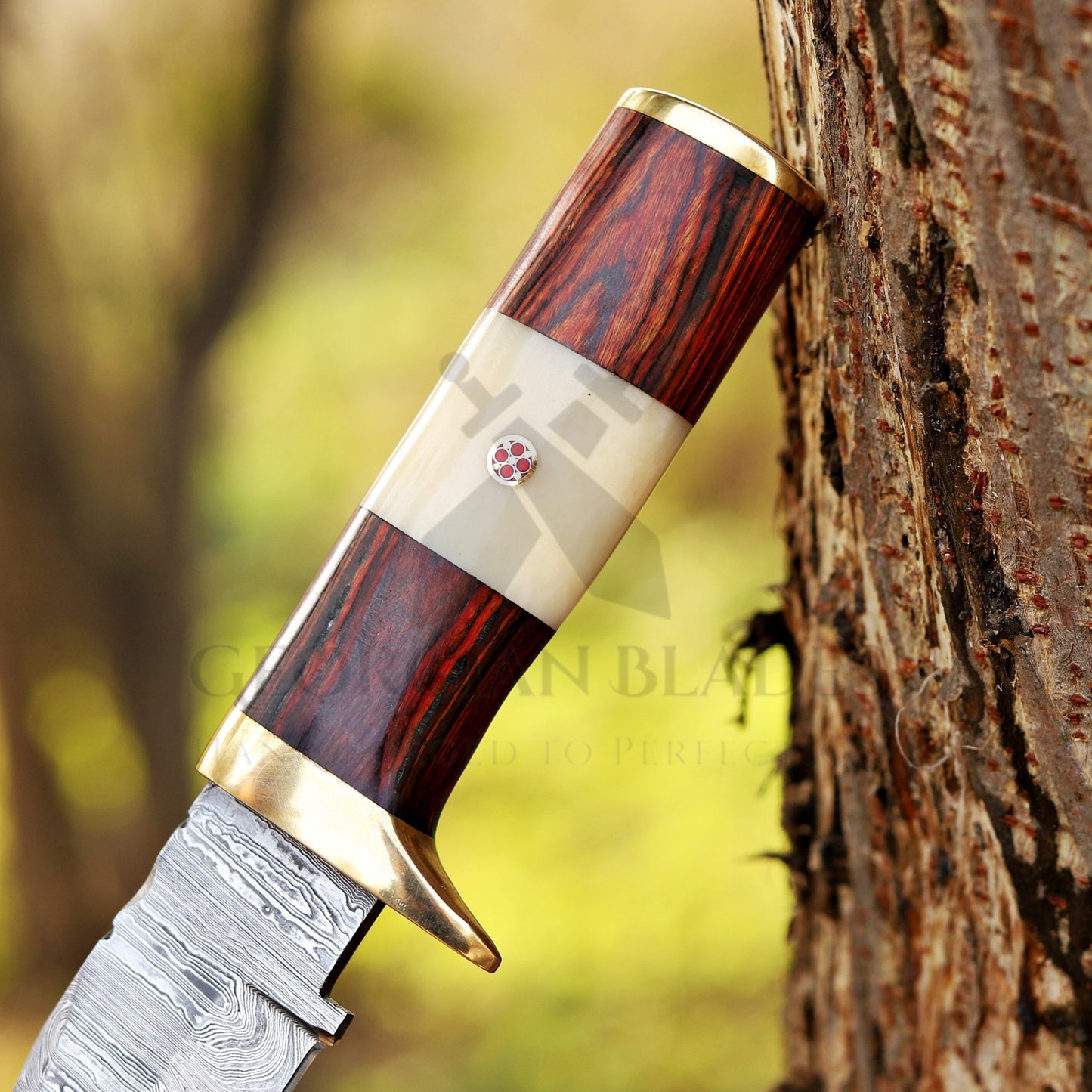 Mike Fink Skinner - CUSTOM HANDMADE FORGED DAMASCUS Steel Hunting Knife Wood & Camel Bone Handle