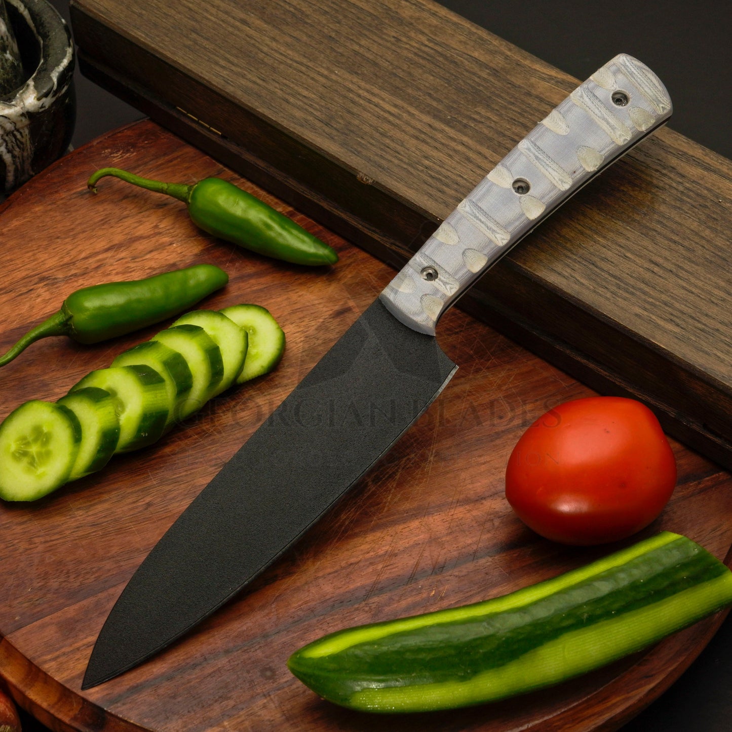 Eclipse Chef Collection – 5-Piece Chef Knife Set with Non-Slip Micarta Handles & Leather Roll