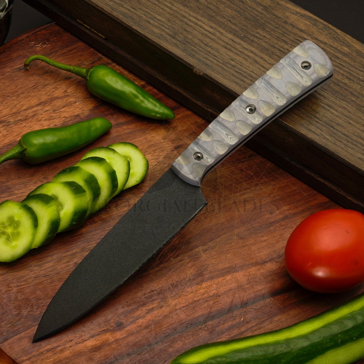 Eclipse Chef Collection – 5-Piece Chef Knife Set with Non-Slip Micarta Handles & Leather Roll