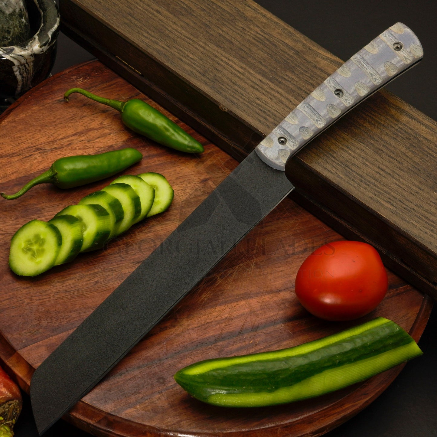 Eclipse Chef Collection – 5-Piece Chef Knife Set with Non-Slip Micarta Handles & Leather Roll