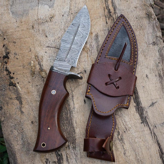 Onyx Seeker - 10.5 inch Hidden Tang Damascus Steel Hunting Knife
