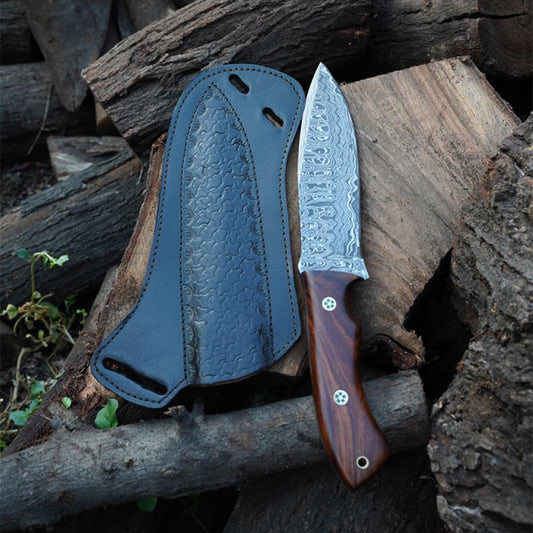 Razorwind - 11" Full Tang Hand Forged Damascus Hunting Knives with Walnut Wood Handle