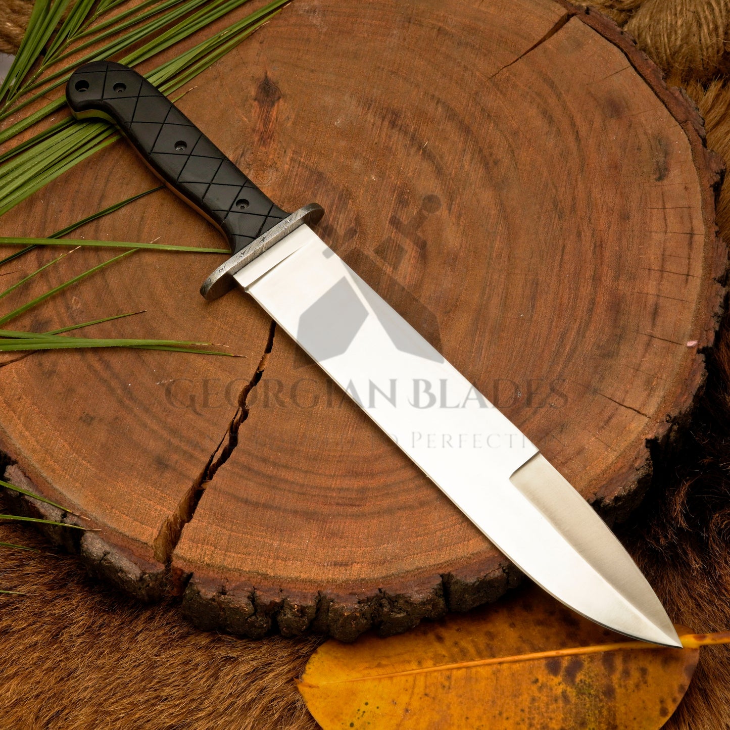 Colter Bowie – 16" Full-Tang D2 Steel Bowie Knife with Micarta Handle & Satin Finish