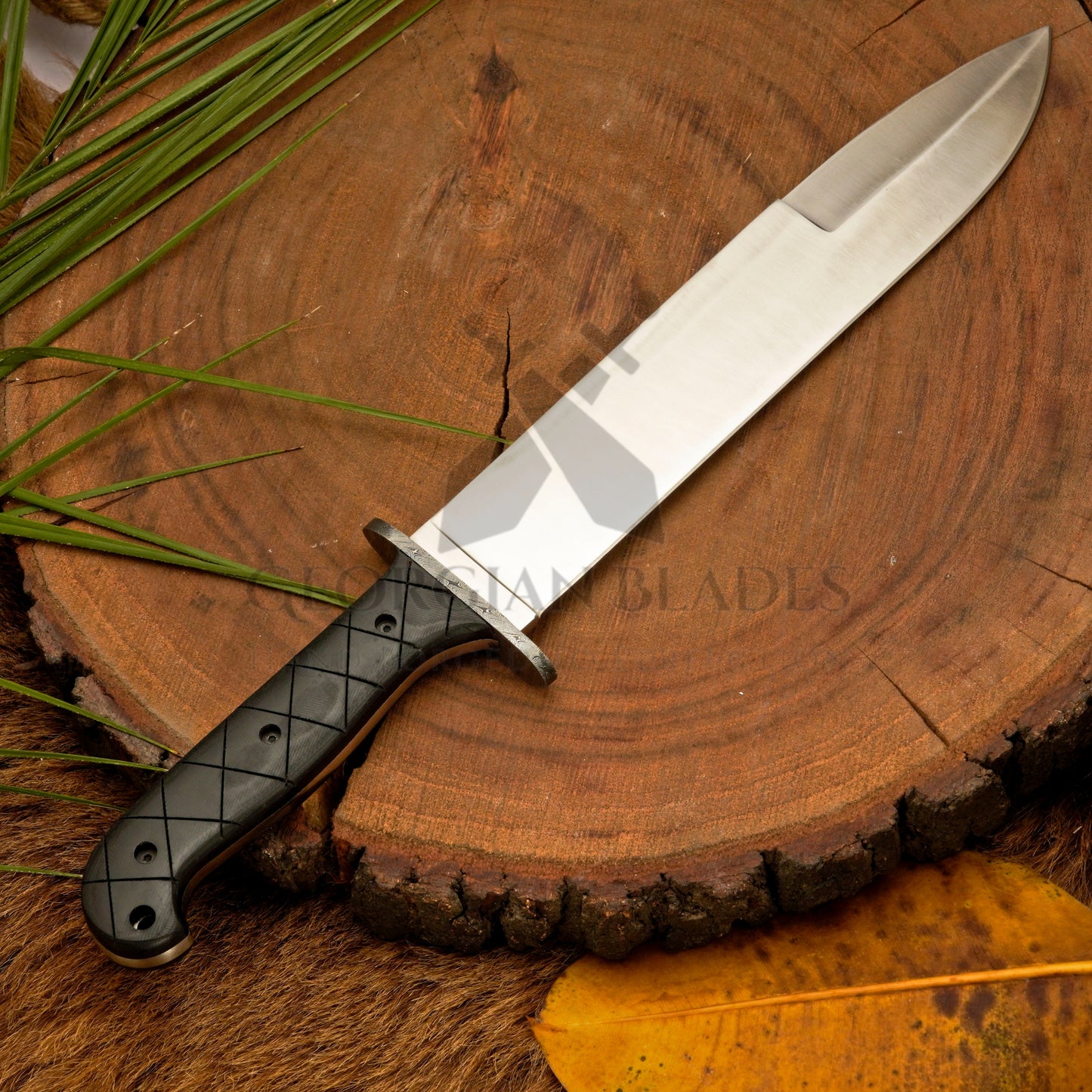 Colter Bowie – 16" Full-Tang D2 Steel Bowie Knife with Micarta Handle & Satin Finish