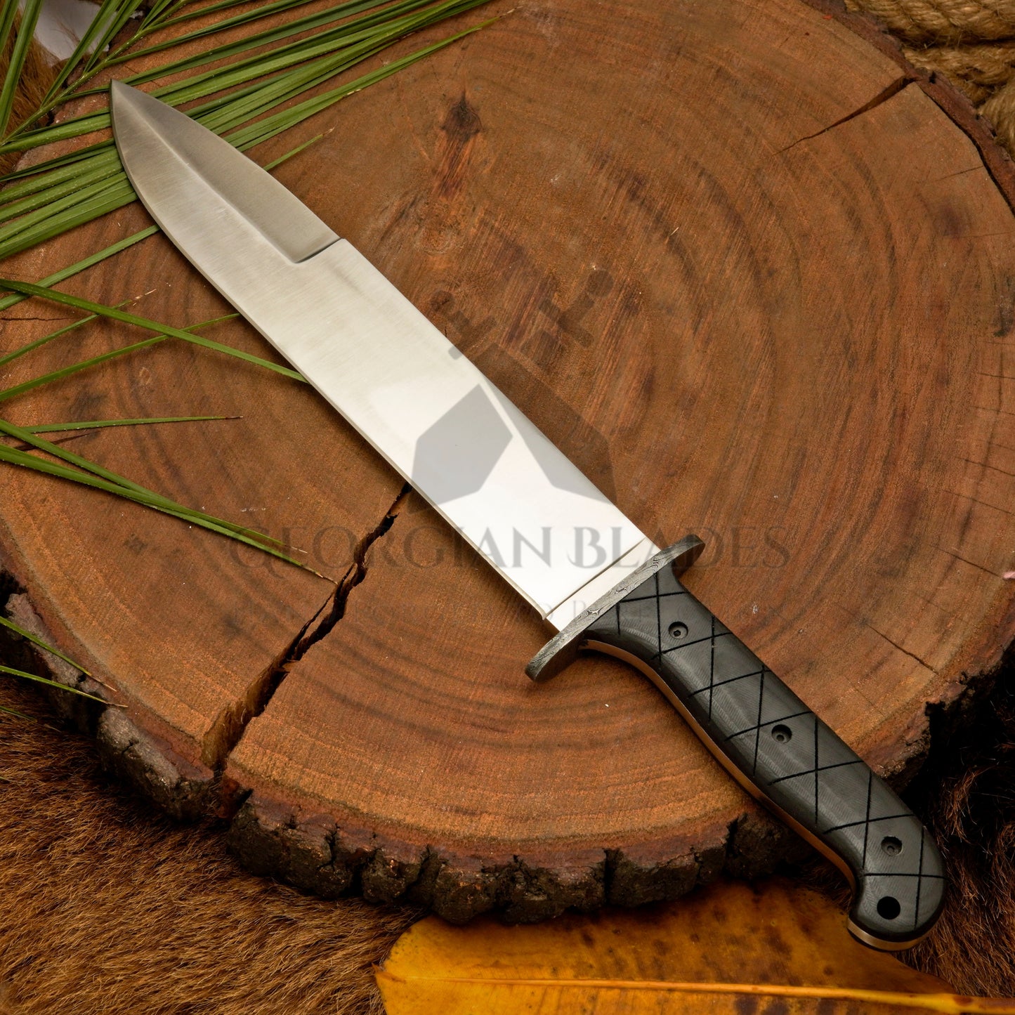 Colter Bowie – 16" Full-Tang D2 Steel Bowie Knife with Micarta Handle & Satin Finish