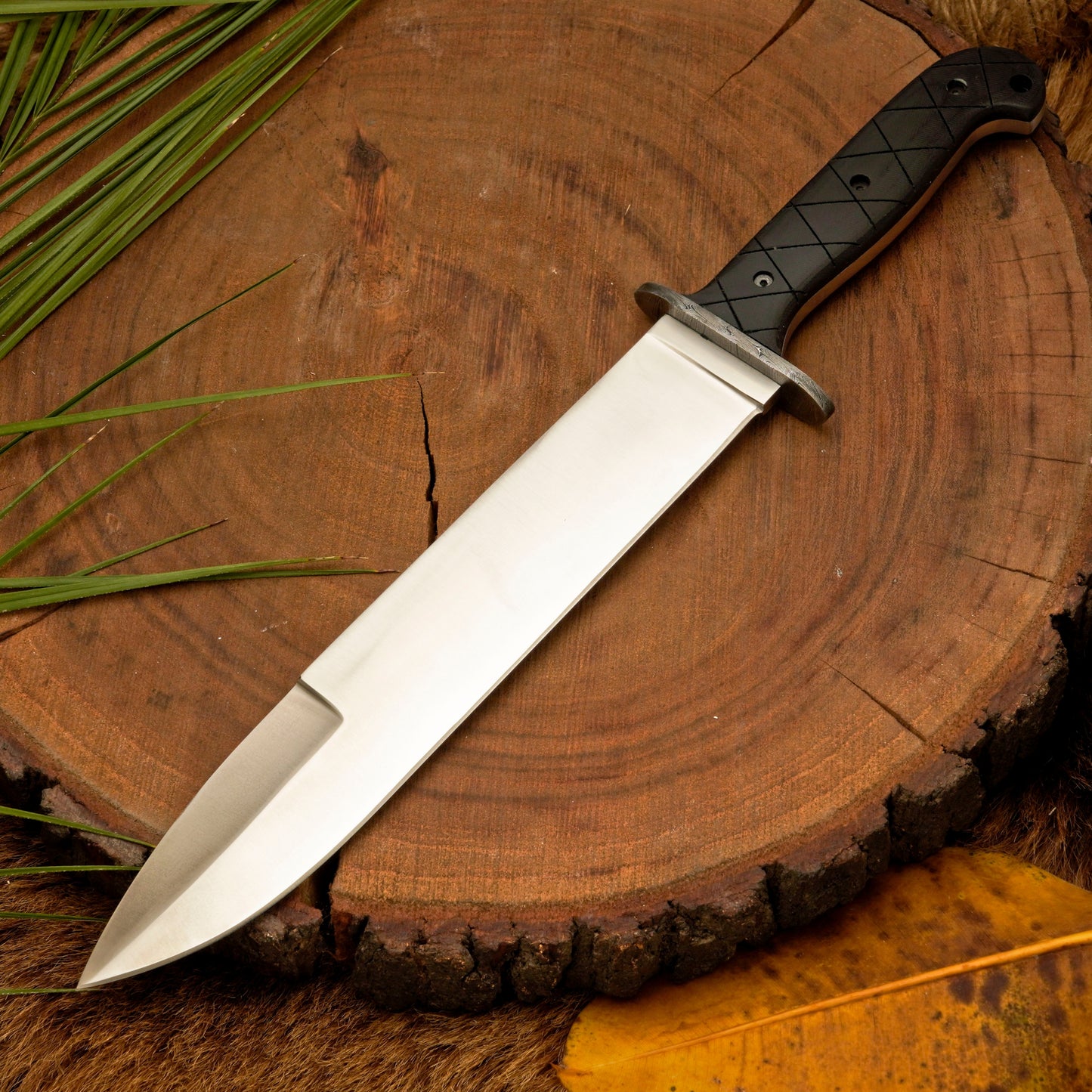 Colter Bowie – 16" Full-Tang D2 Steel Bowie Knife with Micarta Handle & Satin Finish