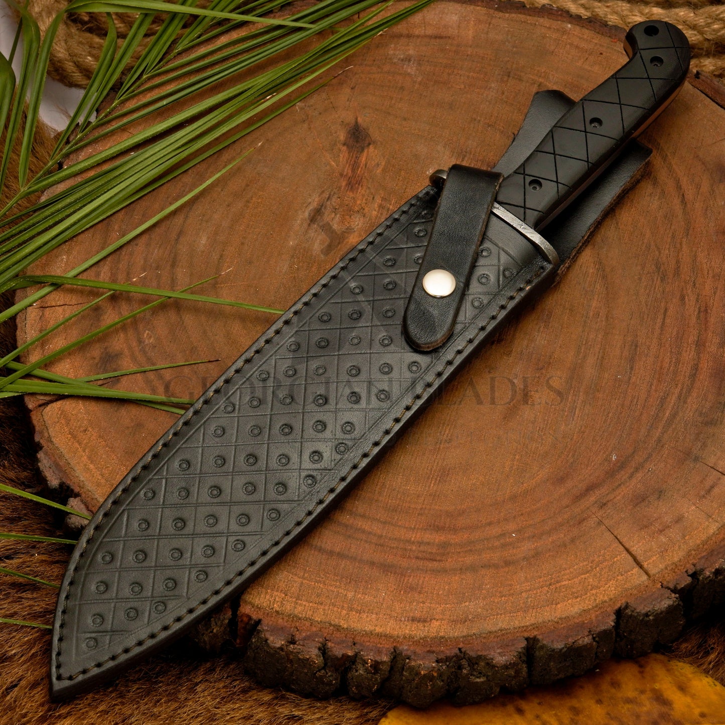 Colter Bowie – 16" Full-Tang D2 Steel Bowie Knife with Micarta Handle & Satin Finish