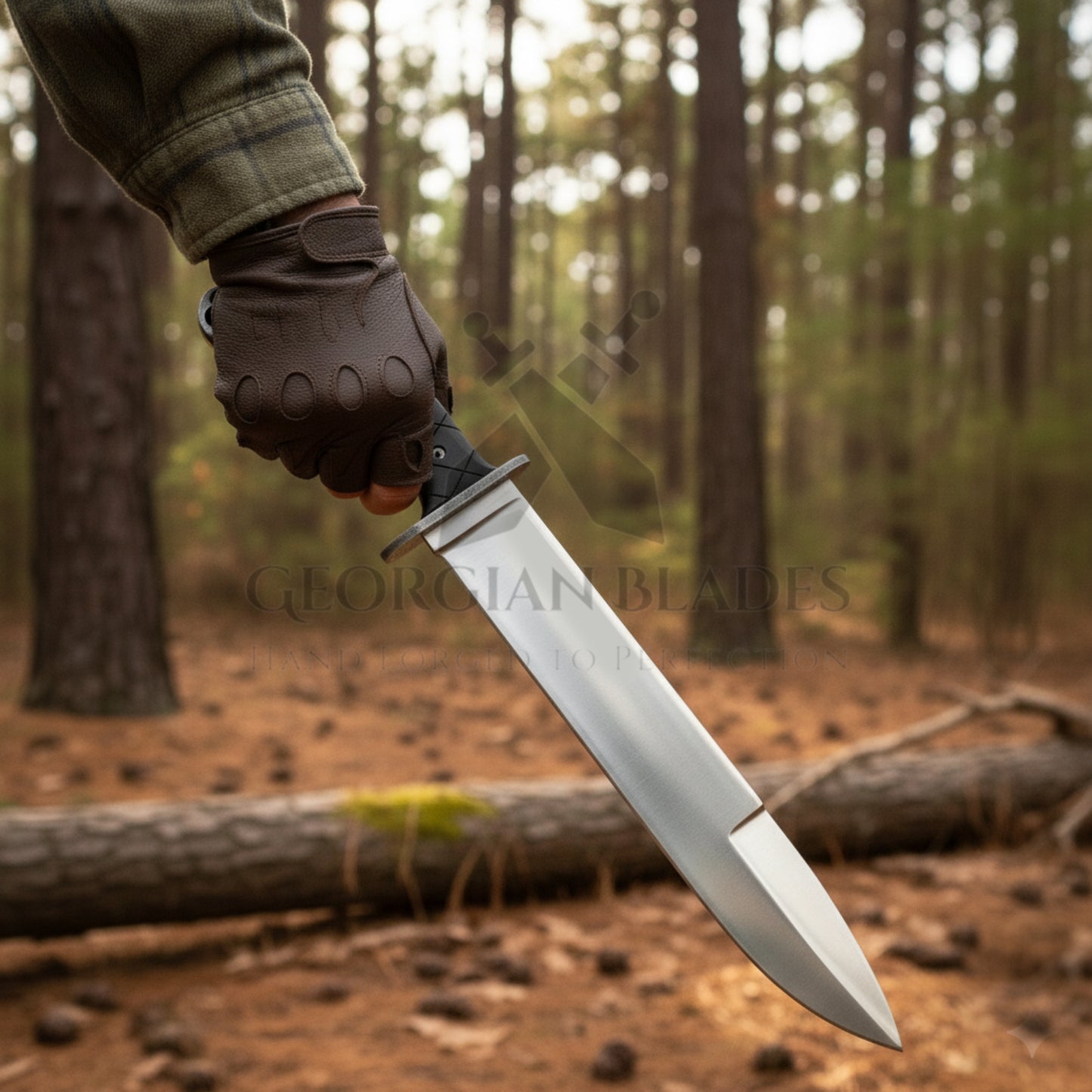 Colter Bowie – 16" Full-Tang D2 Steel Bowie Knife with Micarta Handle & Satin Finish