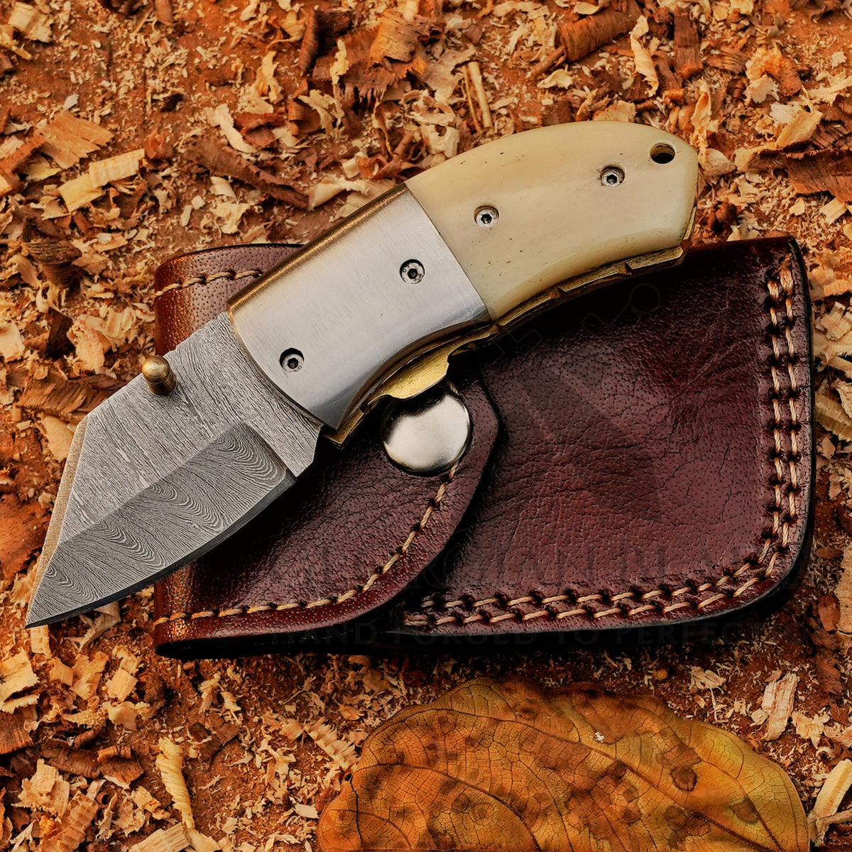 Little Warden – 5 inch Twist Damascus Mini Pocket Knife with Bone Handle