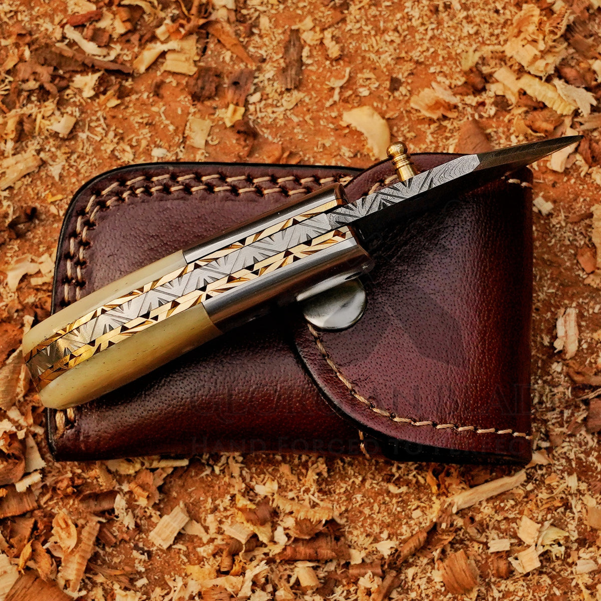 Little Warden – 5 inch Twist Damascus Mini Pocket Knife with Bone Handle