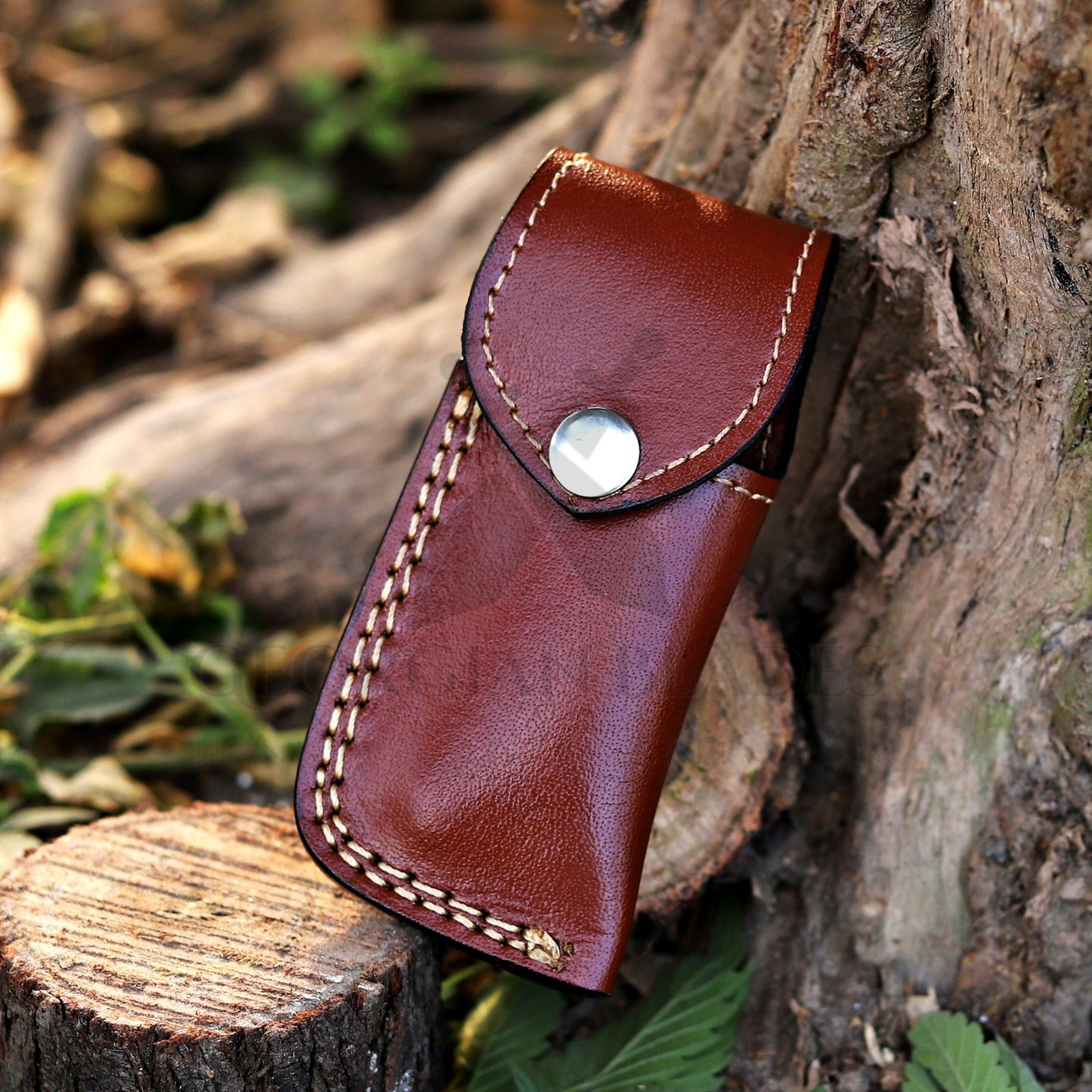 Kit Carson - 7 inches Custom Hand Forged Damascus Folding Knife Damascus Bolster With Olive & Dark Wood Handle