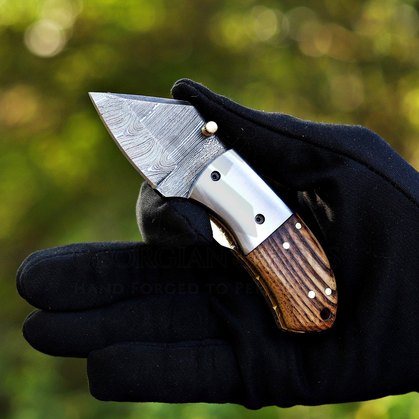 Lil' Capra Cutter - Hand Forged 5" EDC Pocket Folding Knife with Leather Sheath