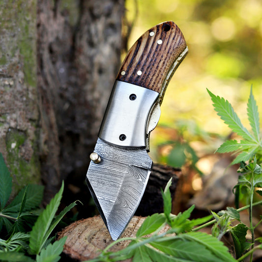 Lil' Capra Cutter - Hand Forged 5" EDC Pocket Folding Knife with Leather Sheath
