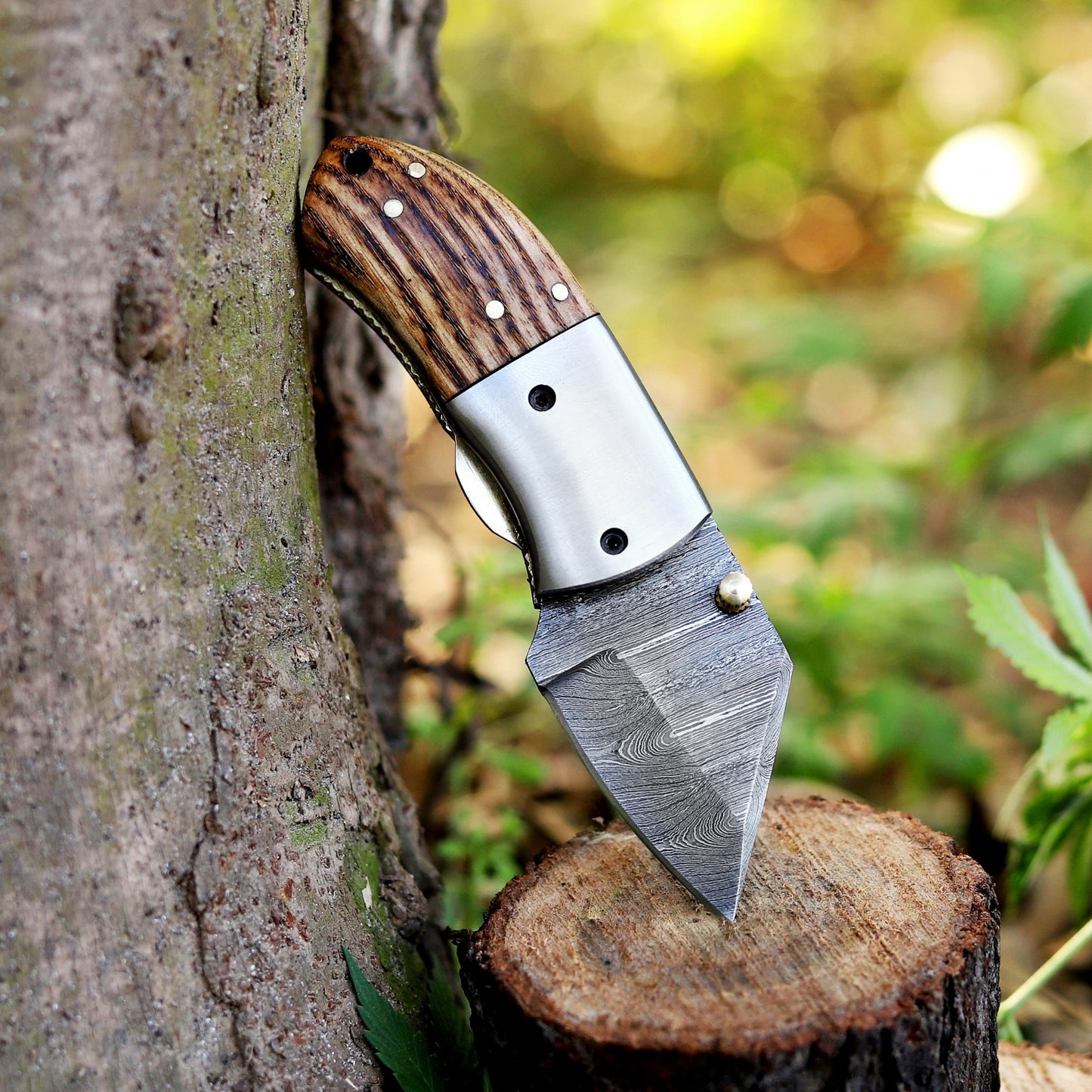 Lil' Capra Cutter - Hand Forged 5" EDC Pocket Folding Knife with Leather Sheath