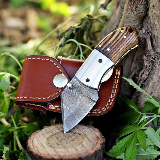 Lil' Capra Cutter - Hand Forged 5" EDC Pocket Folding Knife with Leather Sheath