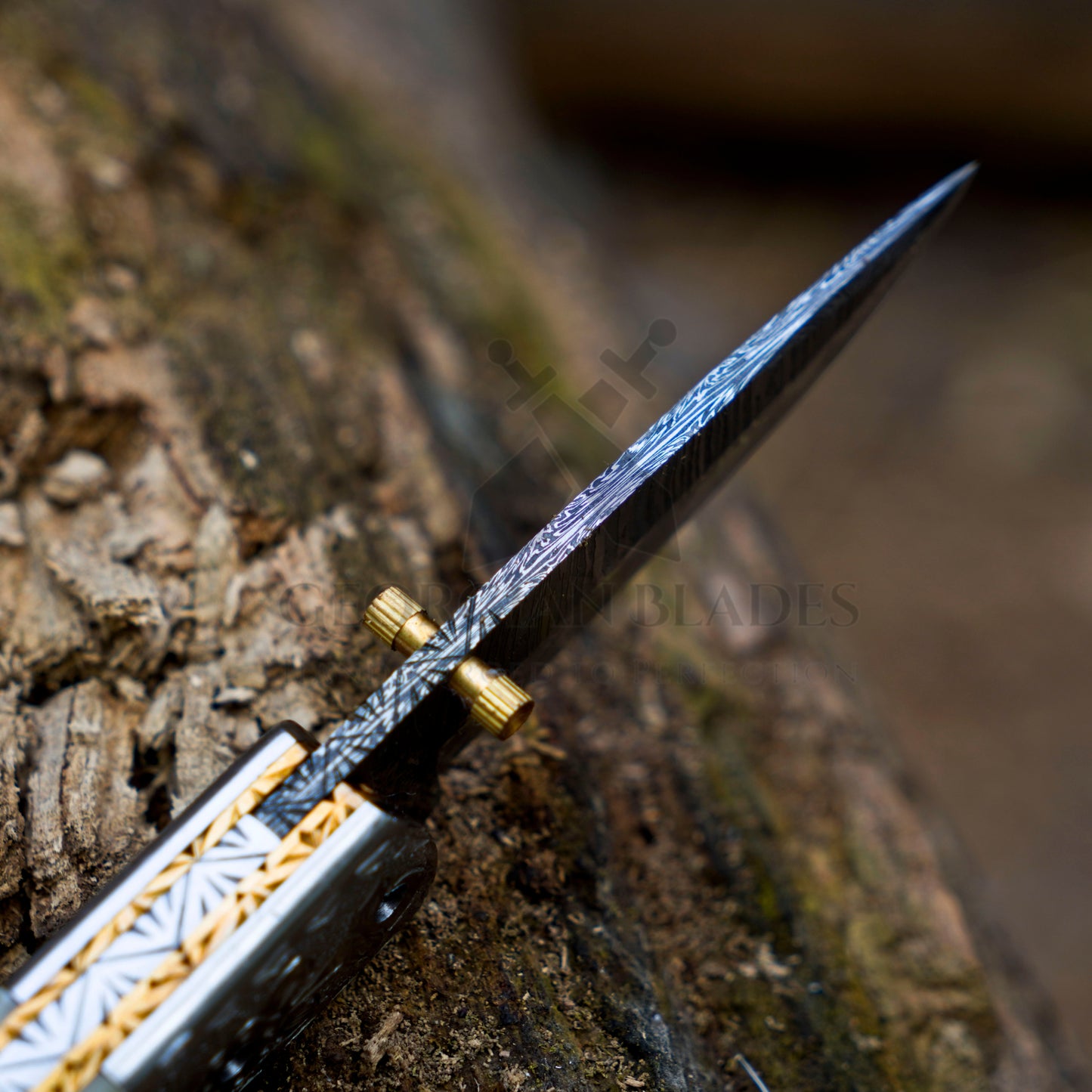 LunarLoom - 7" Hand Forged Folding Knife with Leather Sheath