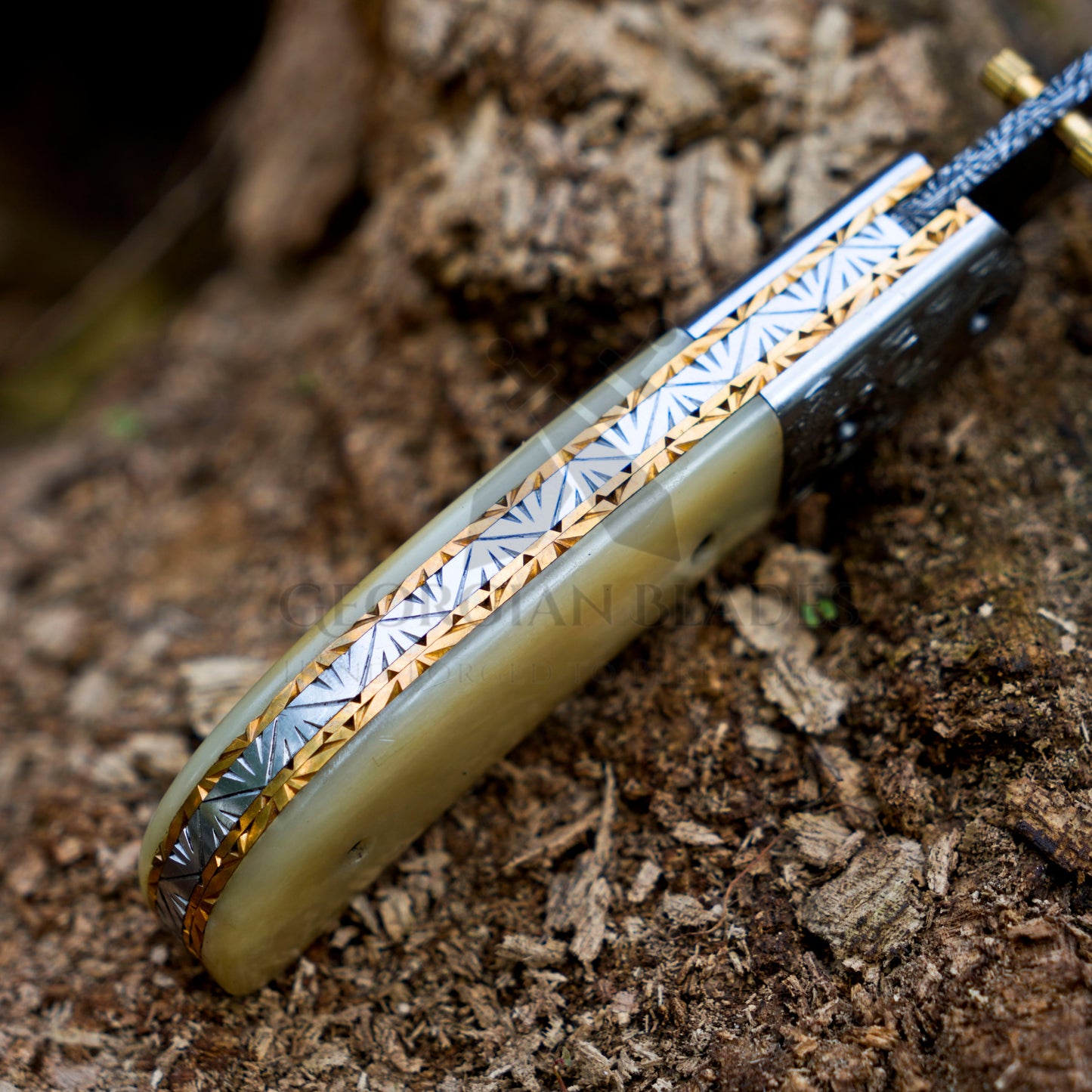 LunarLoom - 7" Hand Forged Folding Knife with Leather Sheath