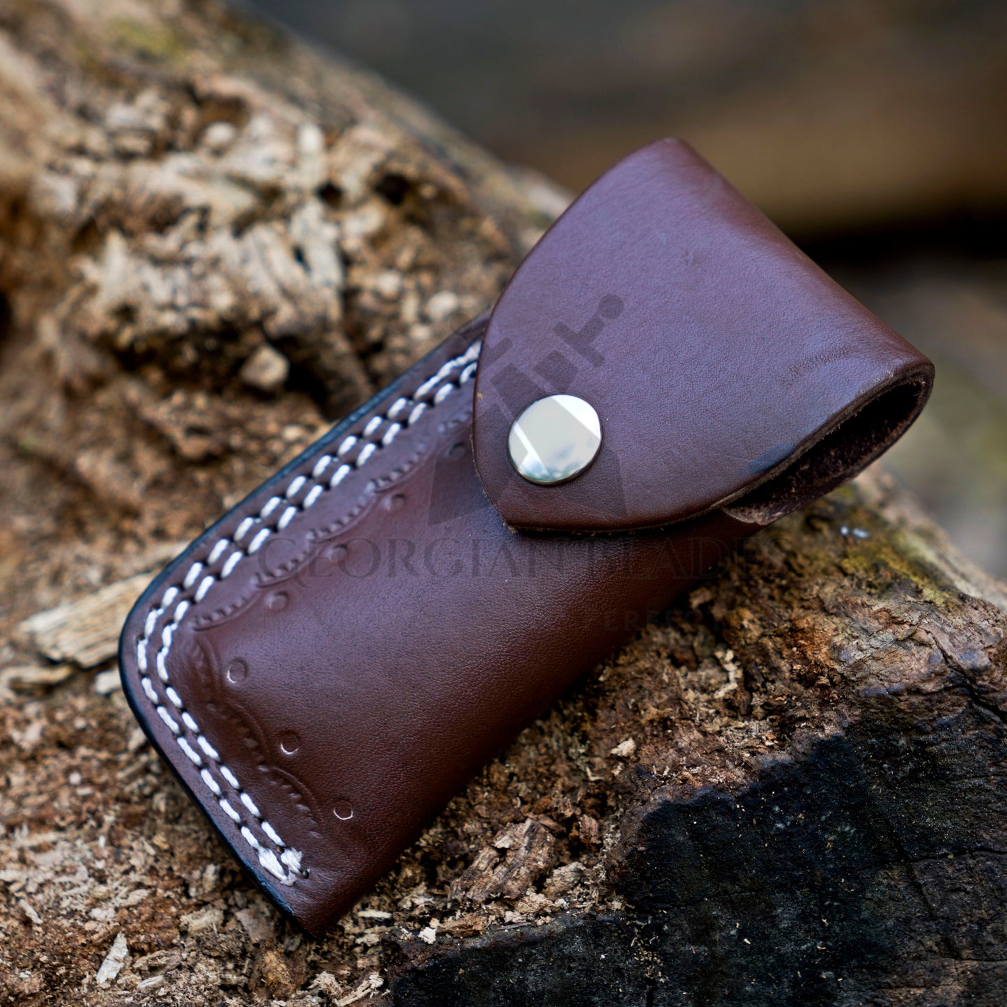 LunarLoom - 7" Hand Forged Folding Knife with Leather Sheath