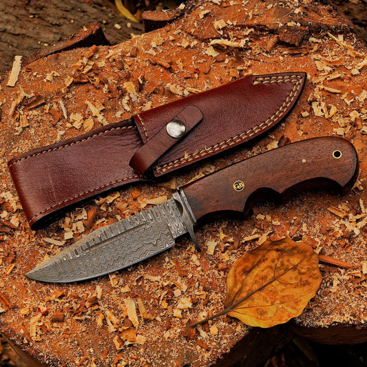 Onyx Seeker - 10.5 inch Hidden Tang Damascus Steel Hunting Knife