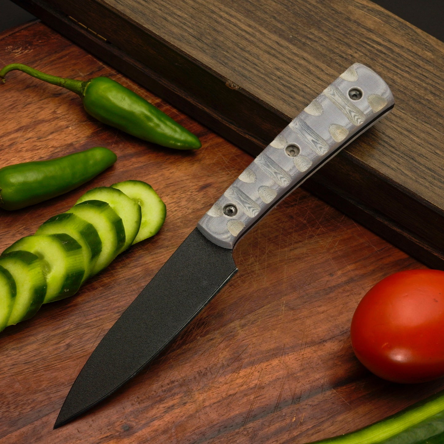 Eclipse Chef Collection – 5-Piece Chef Knife Set with Non-Slip Micarta Handles & Leather Roll
