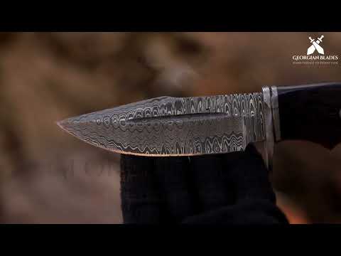 Onyx Seeker - 10.5 inch Hidden Tang Damascus Steel Hunting Knife