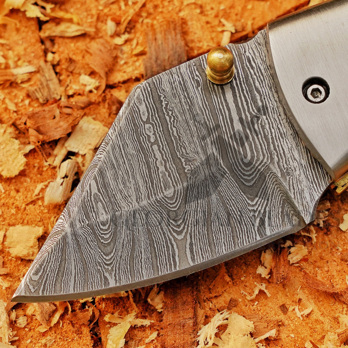 Santa Fe Folder — 5" Damascus Pocket Knife with Turquoise-Style Stone Composite Handle
