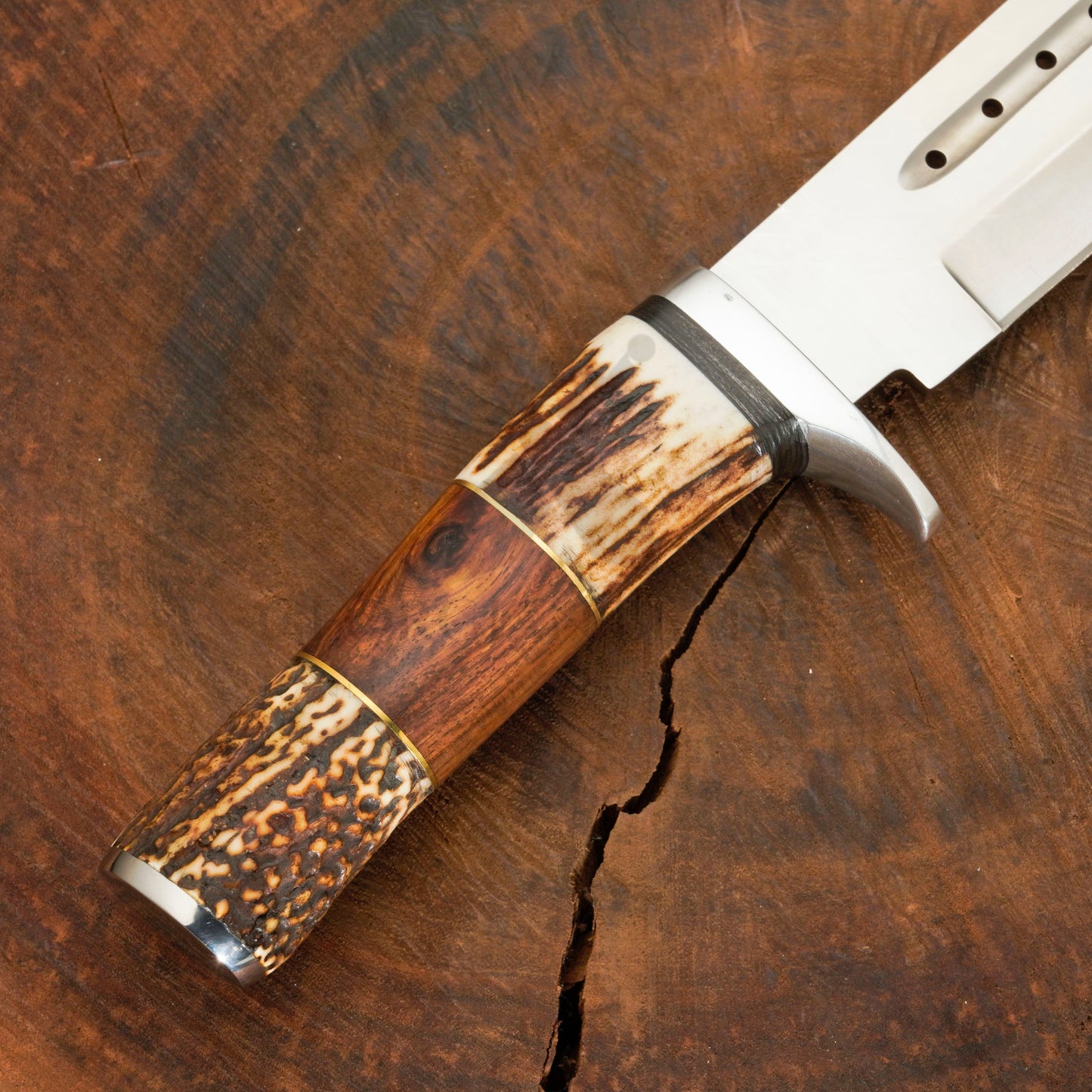 Wild West Warrior: Bowie Knife - Handmade D2 Bowie Knife Steel Hunting Fix Blade - Stag Antler & Wood Handle